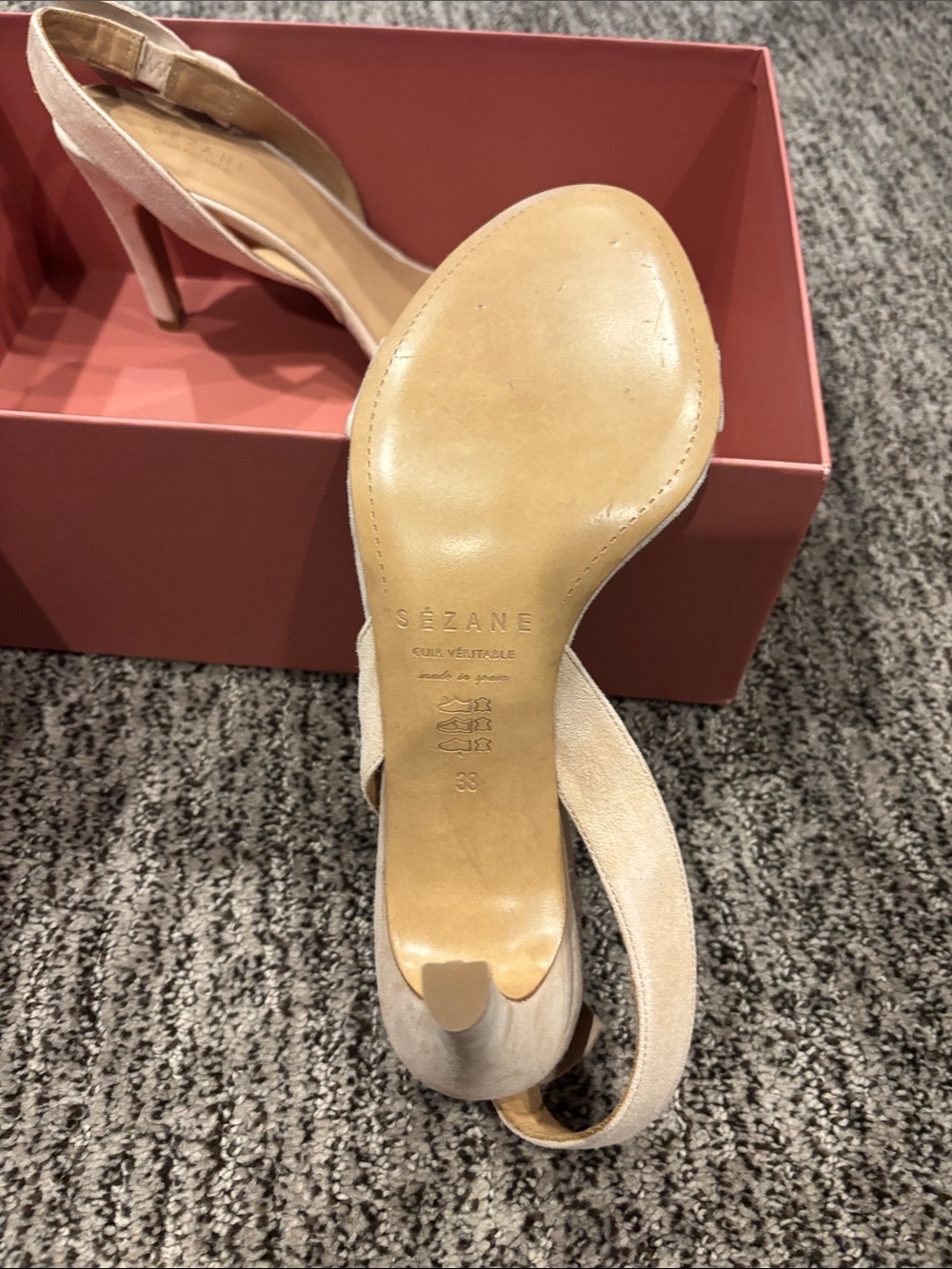 Sezane Cream Suede Slingback Heels brand new - Picture 2 of 4